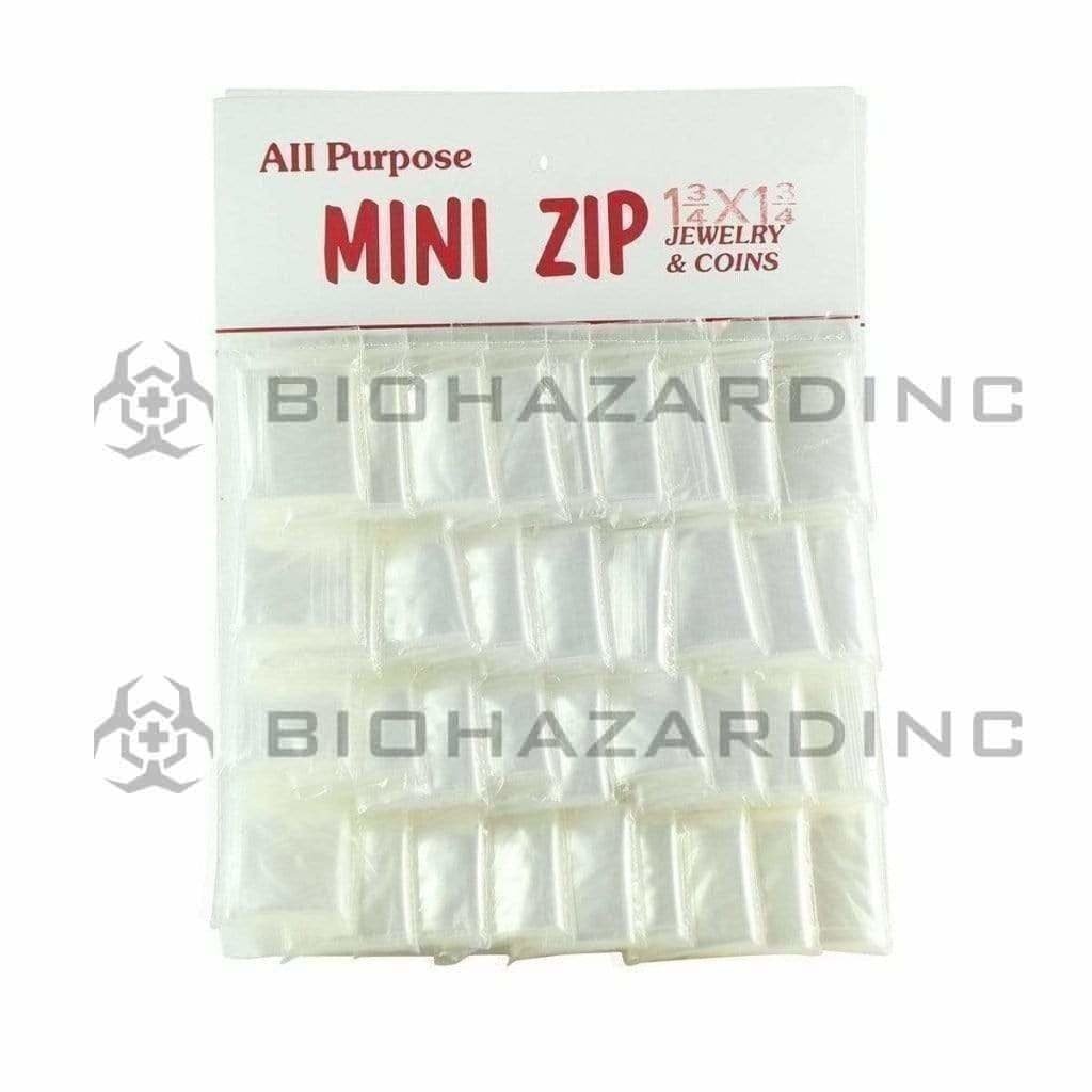 Biohazard Inc Storage Bag 1 3/4" x 1 3/4" Clear Zip Lock Bag on Board - 1,000 Count