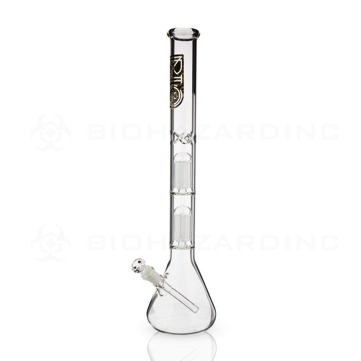 BIO Glass Double Chamber Beaker | 22" 50mm x 5mm 10 Arm Tree Perc Water Pipe | Camo