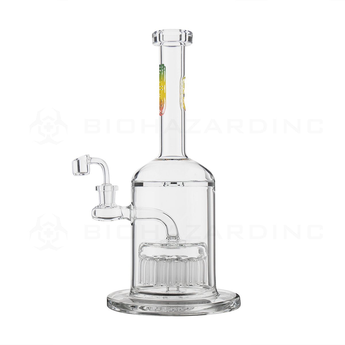 BIO Glass | 12" 14mm 37 Arm Tree Percolator Dab Rig | Rasta Logo