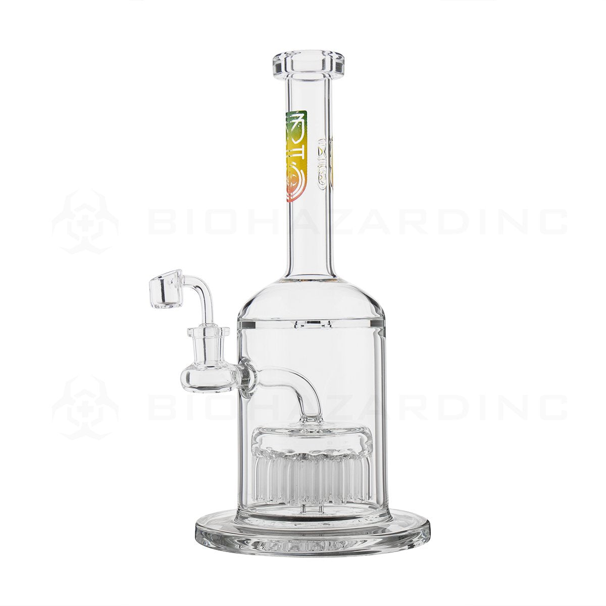 BIO Glass | 12" 14mm 37 Arm Tree Percolator Dab Rig | Rasta Logo