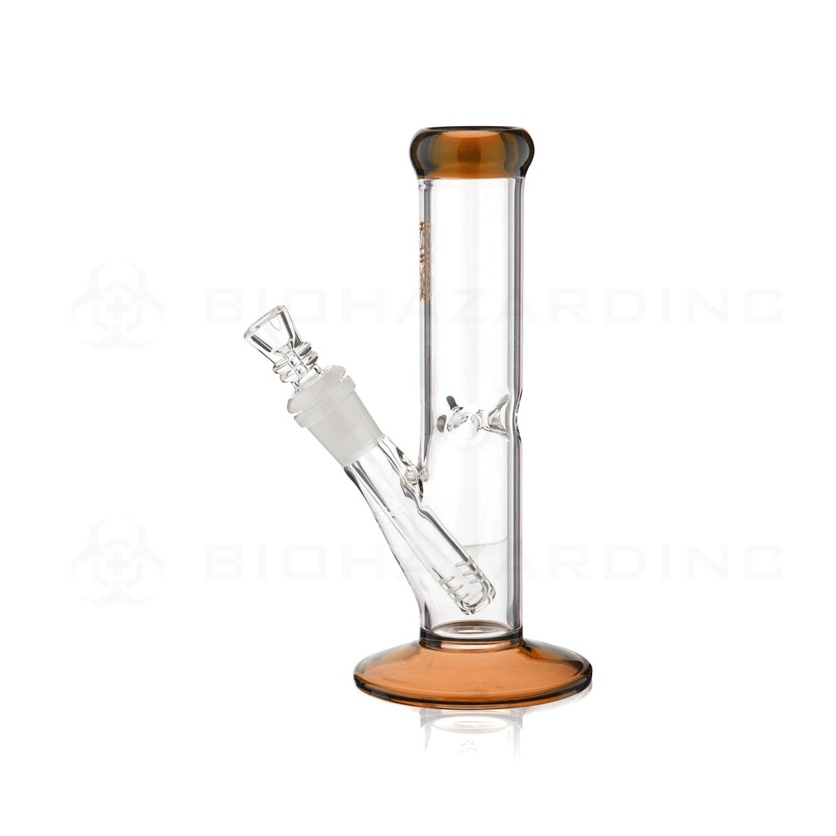 BIO Glass | 8" 38mm x 4mm Classic Straight Water Pipe | Amber Trim