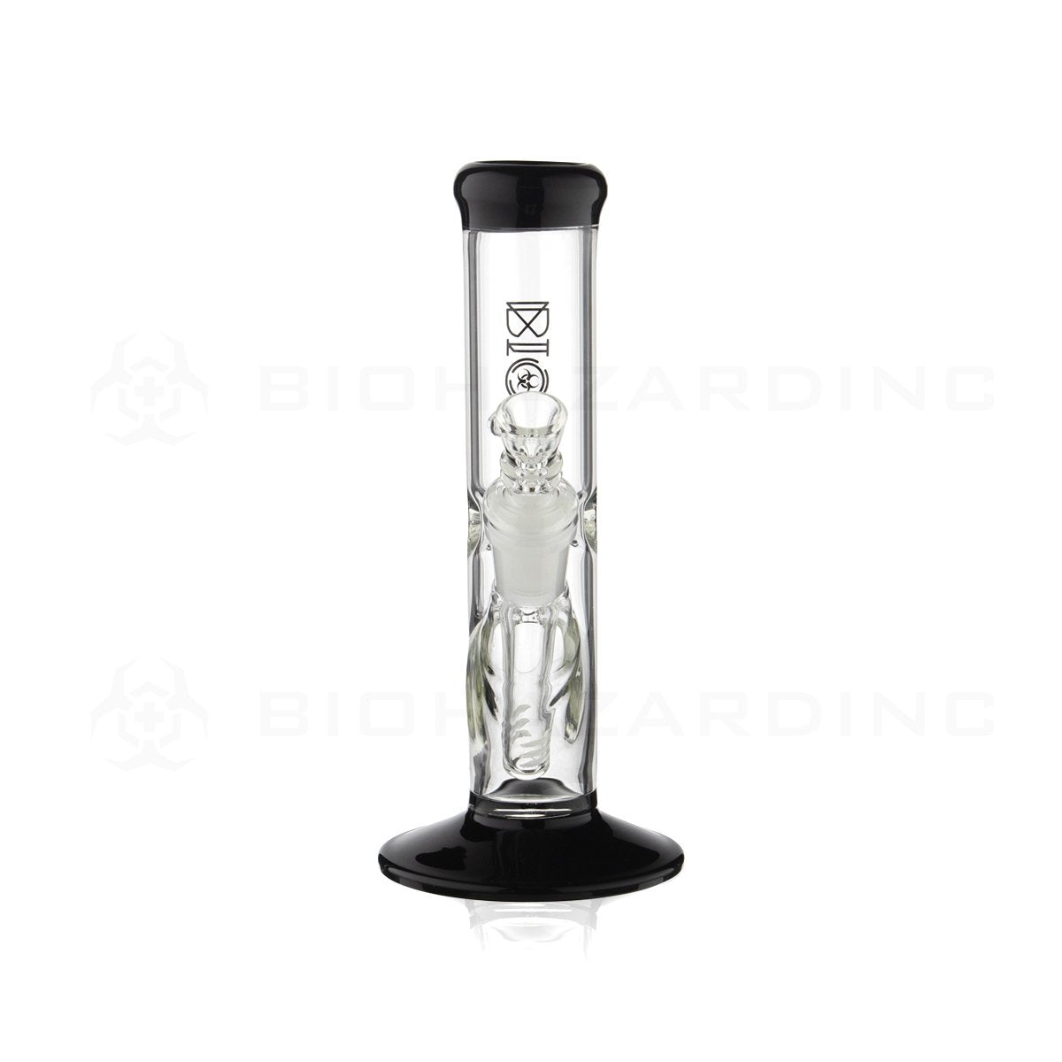 BIO Glass | 8" 38mm x 4mm Classic Straight Water Pipe | Black Trim