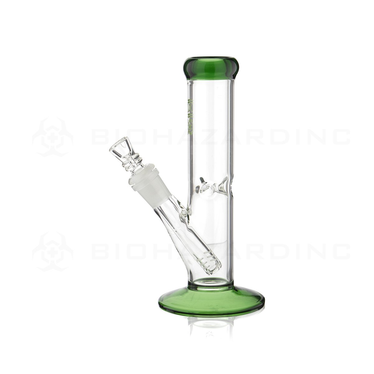 BIO Glass | 8" 38mm x 4mm Classic Straight Water Pipe | Green Trim