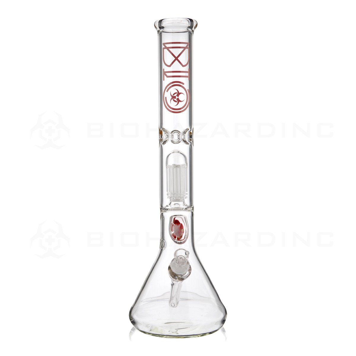 BIO Glass Flower Marble | 18" 50mm x 5mm 8 Arm Tree Perc Beaker Water Pipe | Red