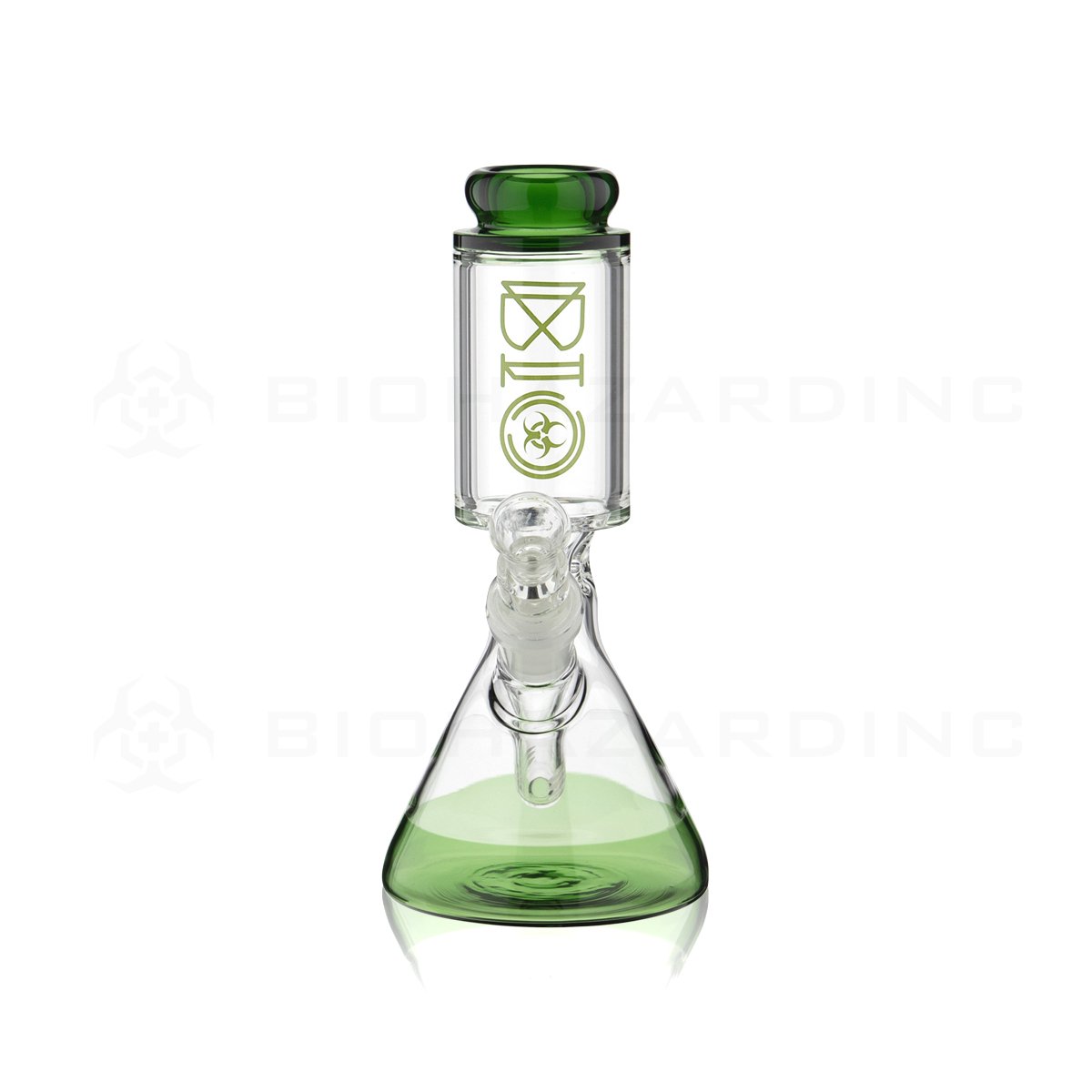 BIO Glass | 8" 50mm x 25mm Wide Chamber Beaker Water Pipe | Green Trim