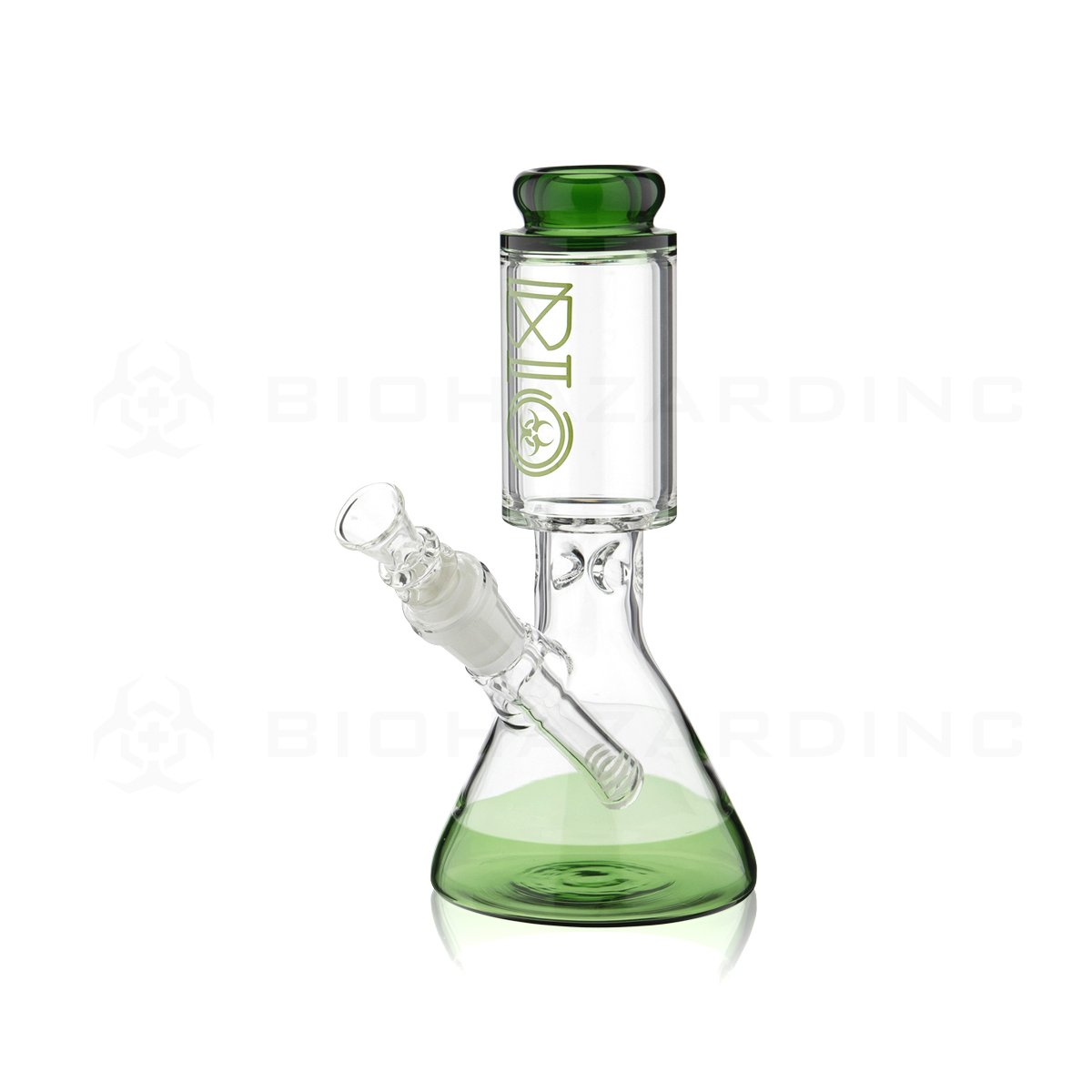BIO Glass | 8" 50mm x 25mm Wide Chamber Beaker Water Pipe | Green Trim