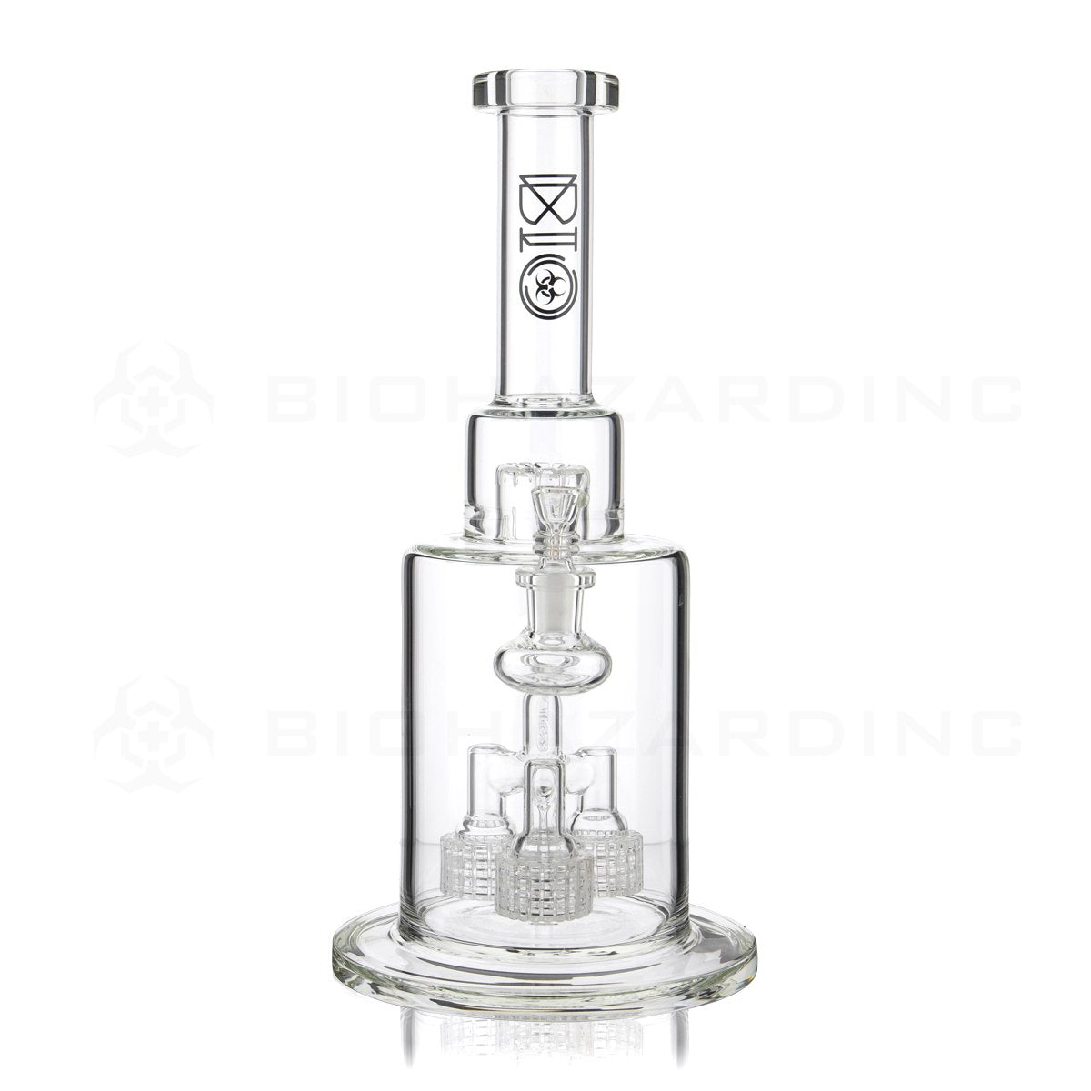 14" Triple Grid Percolator w/ Splashguard Stemless Waterpipe - Black Logo