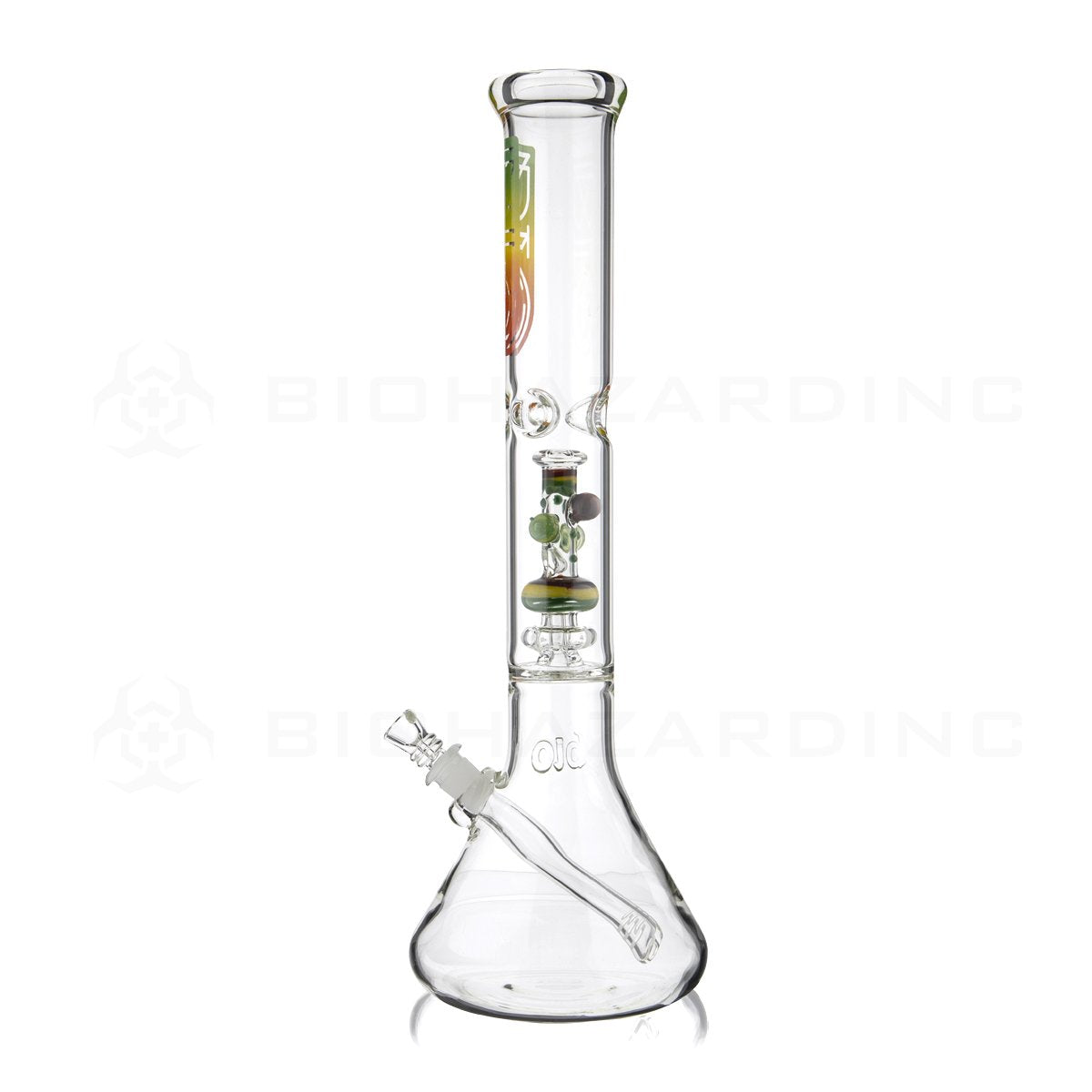 BIO Glass Beaker | 17" 50mm x 5mm Replica Mini Pipe Showerhead Perc Water Pipe | Rasta