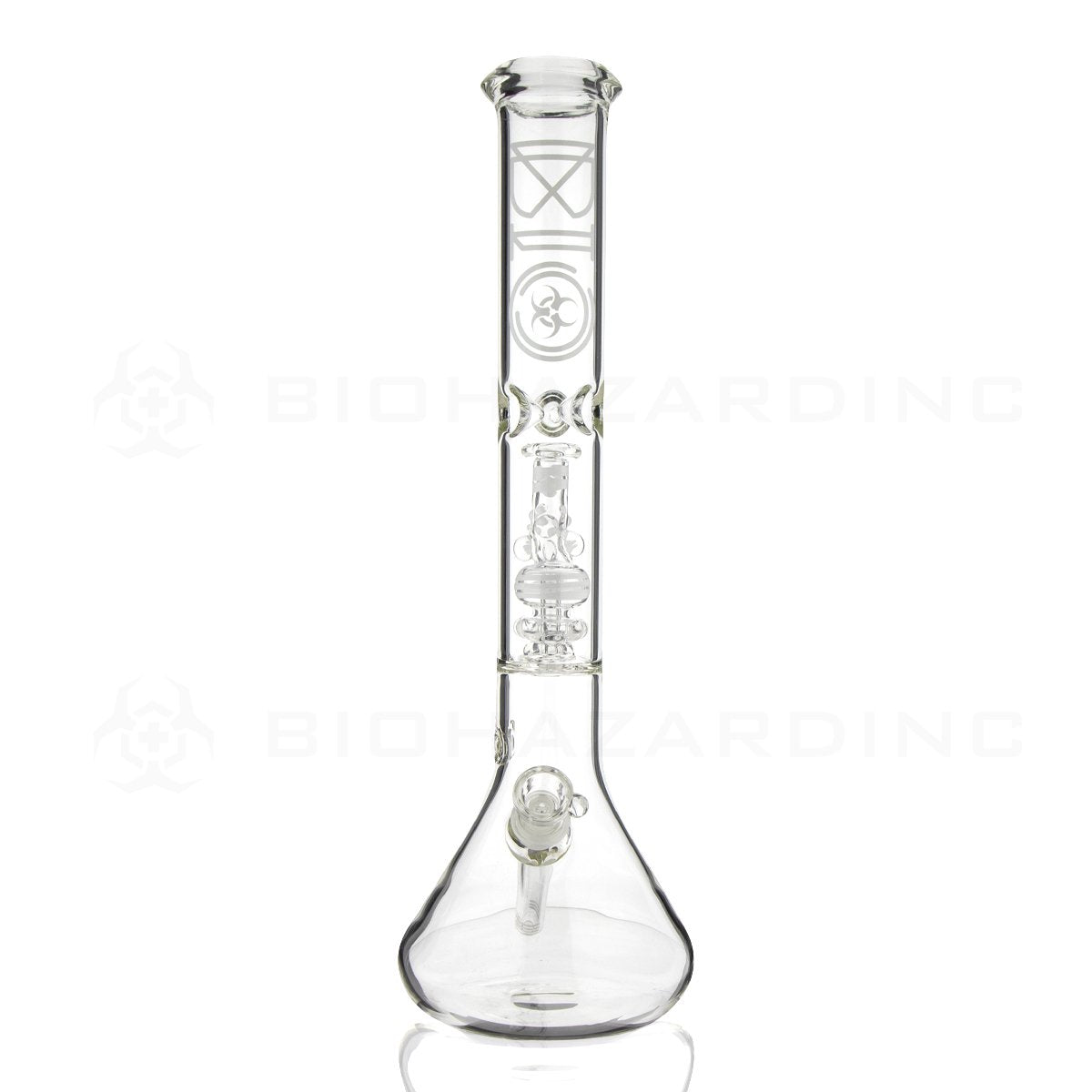 BIO Glass | 17" 50mm x 5mm Replica Mini Pipe Showerhead Perc Water Pipe | White