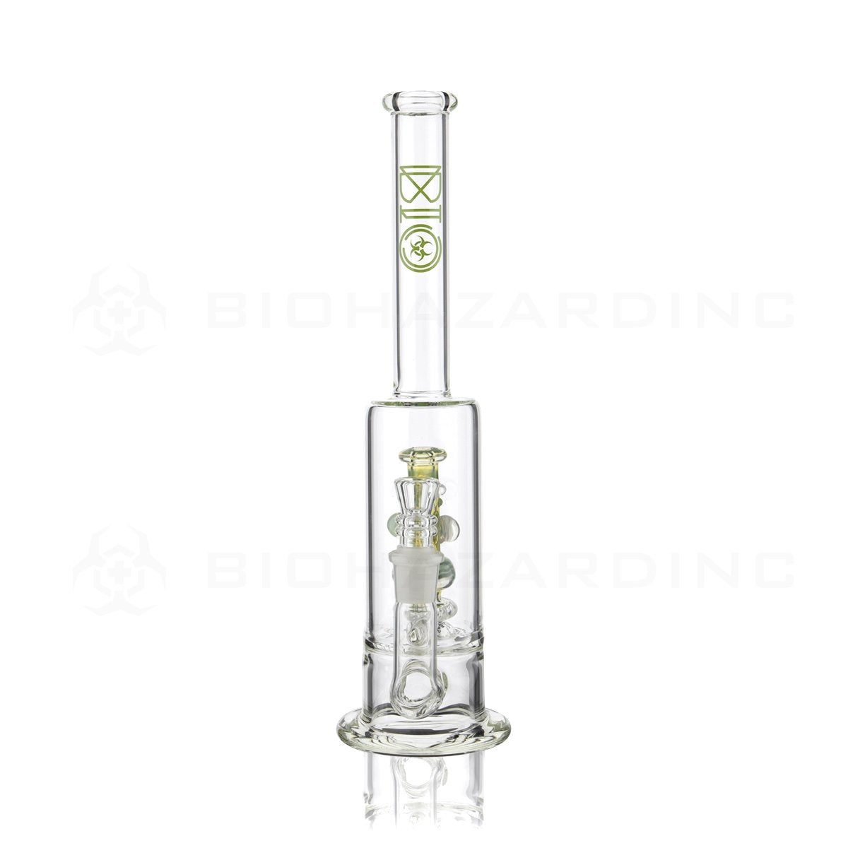 BIO Glass Stemless | 13" 65mm x 9mm Replica Mini Pipe Showerhead Perc Water Pipe | Green