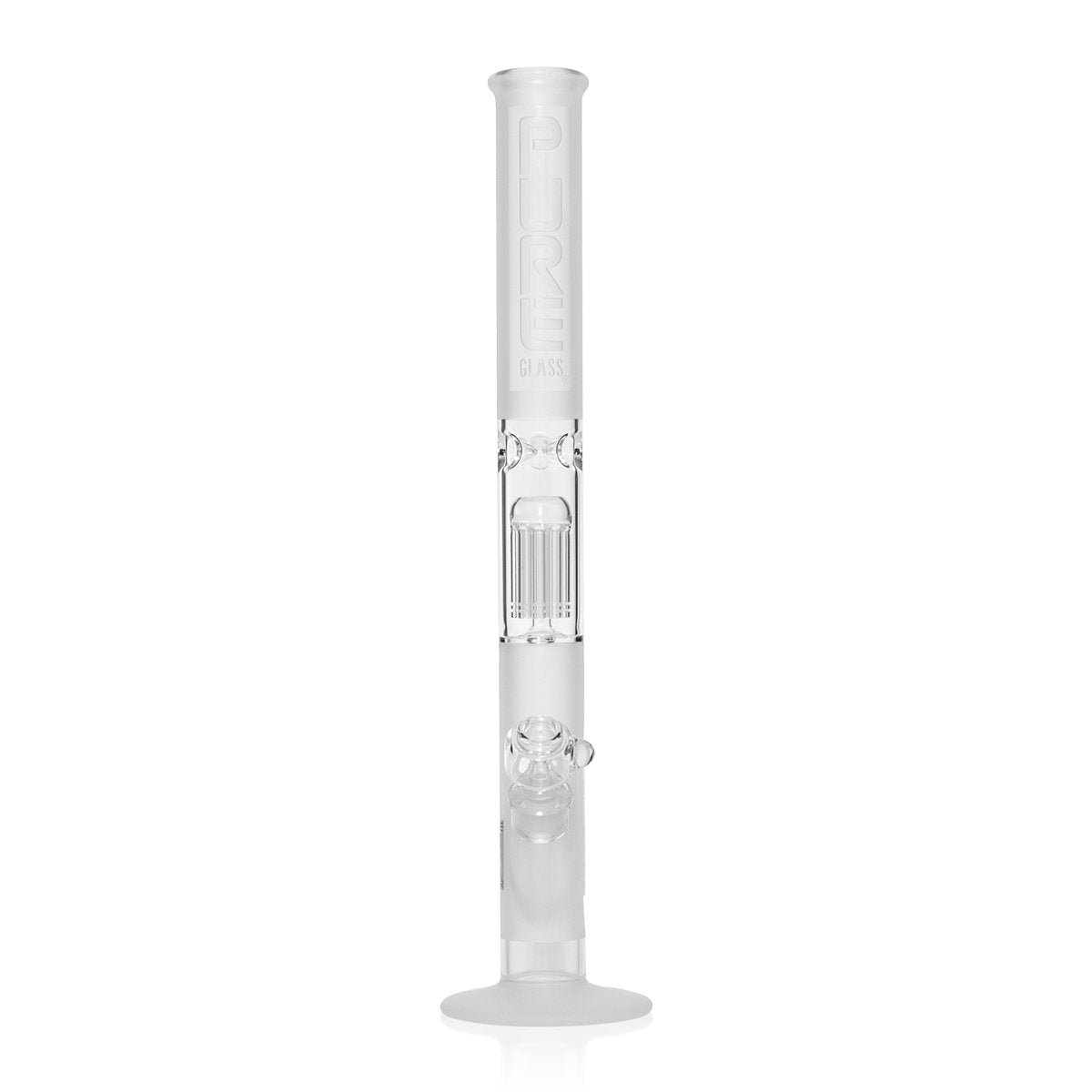 PURE Glass | 18" 10 Arm Tree Perc Straight Water Pipe | Clear Frost