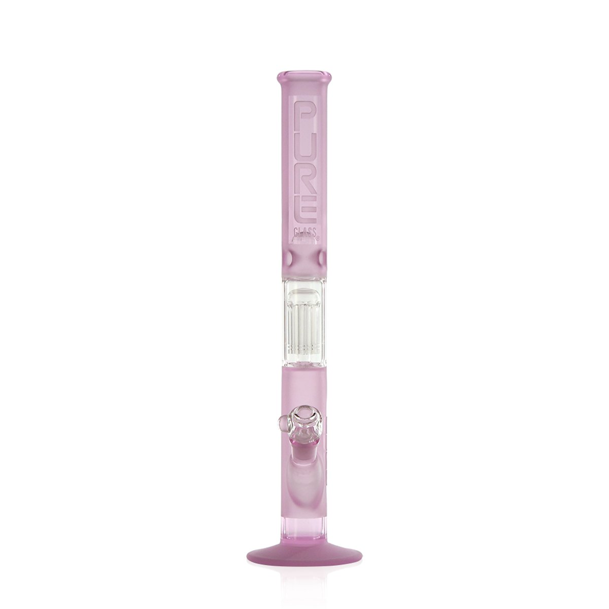 PURE Glass | 18" 10 Arm Tree Perc Straight Water Pipe | Pink Frost