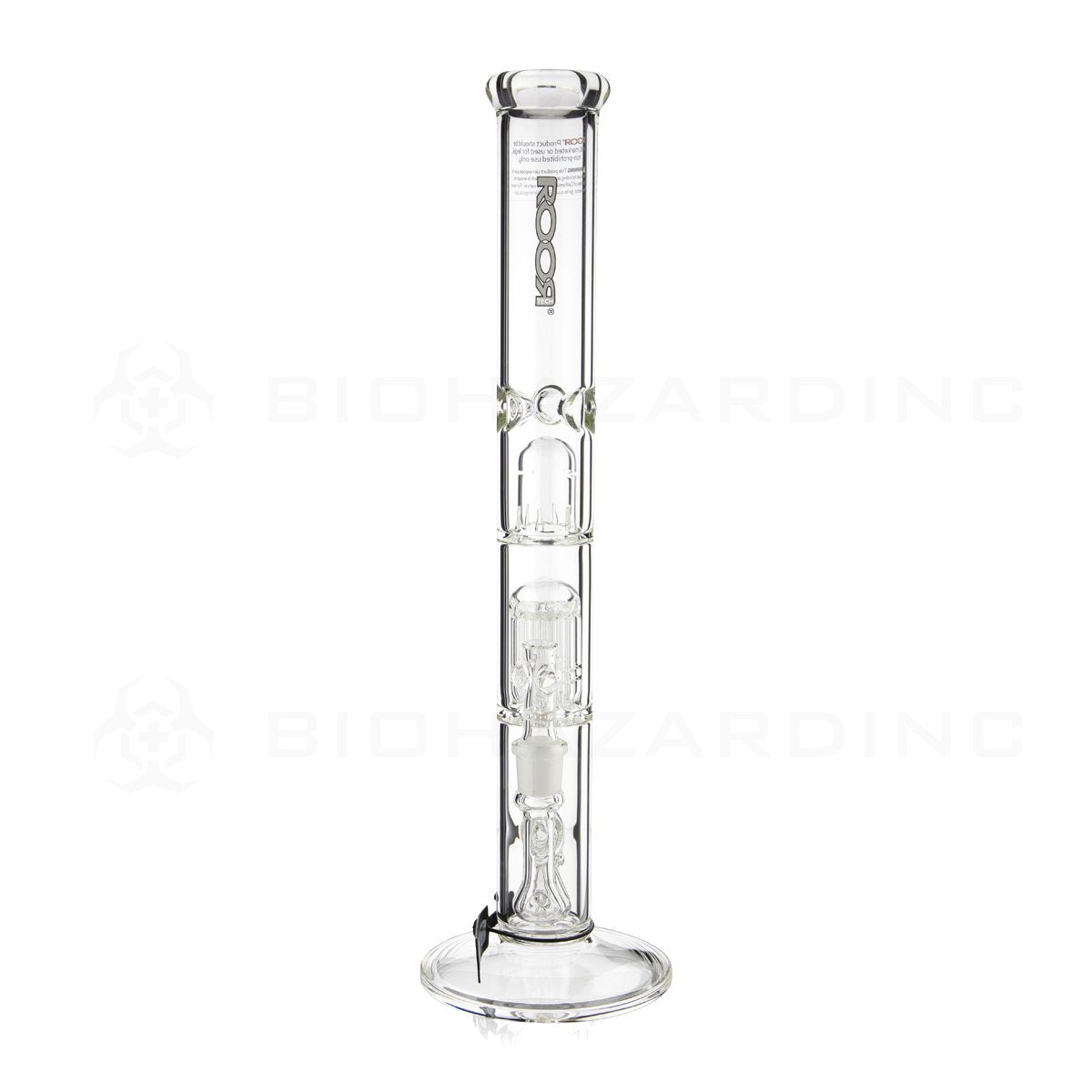 RooR® Tech | 18" 50mm x 5mm 10 Arm Tree Perc Stemless Straight Water Pipe | White & Black
