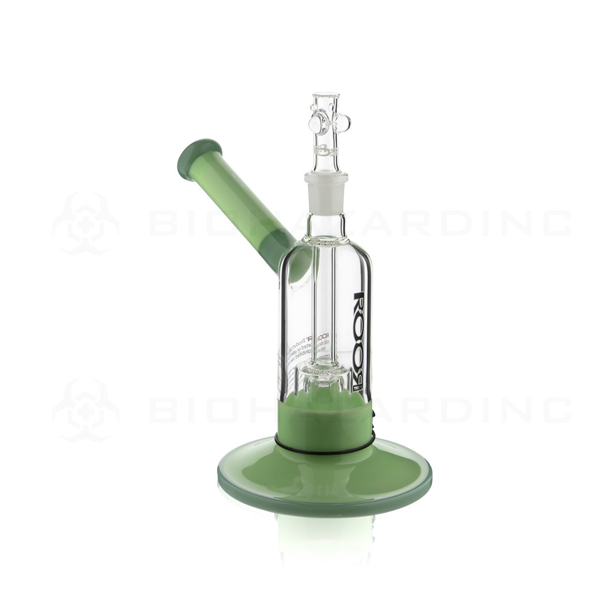 Biohazard Inc ROOR® Tech | 9" Fixed Barrel Bubbler | Milky & Mint with Black Logo