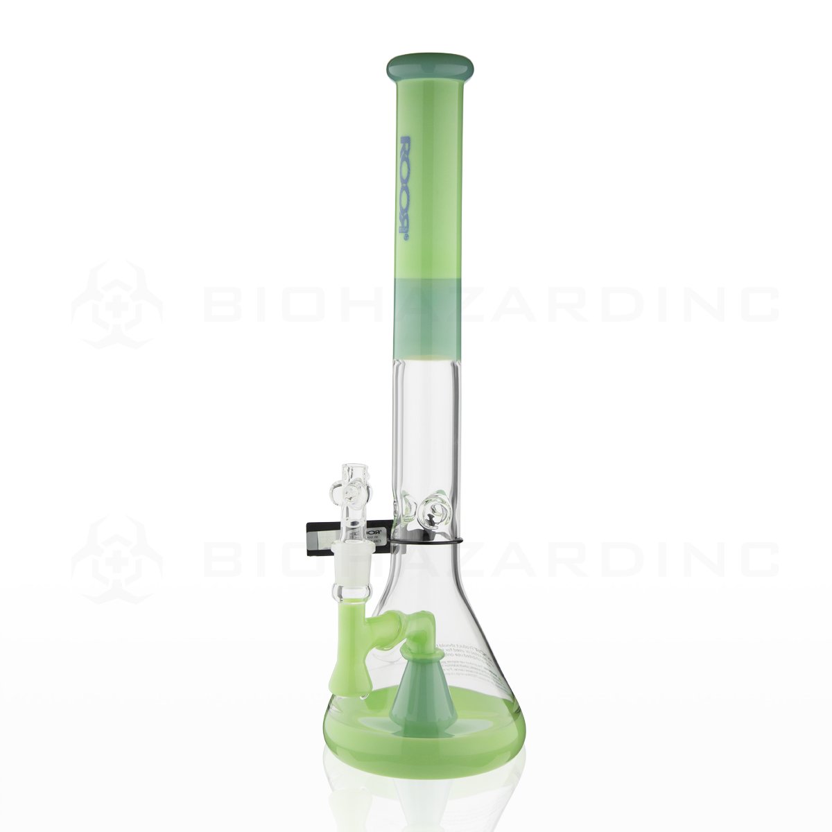 RooR® Tech | 18" 45mm x 5mm Mini Beaker Perc Water Pipe | Milky & Mint with Too Blue Logo