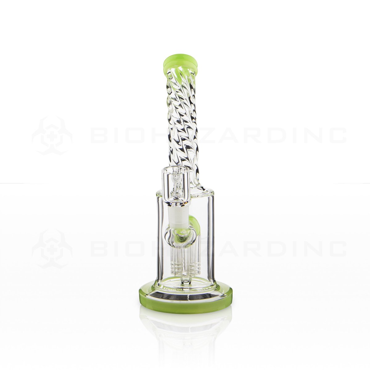 Twisted Neck Dab Rig | 8" 6 Arm Tree Perc Banger Hanger | Slyme Green