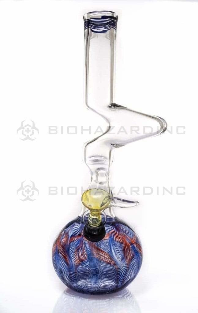 Biohazard Inc Glass Bong 10" 44mm Two Elbow Water Pipe w/ Slide - Purple Rake