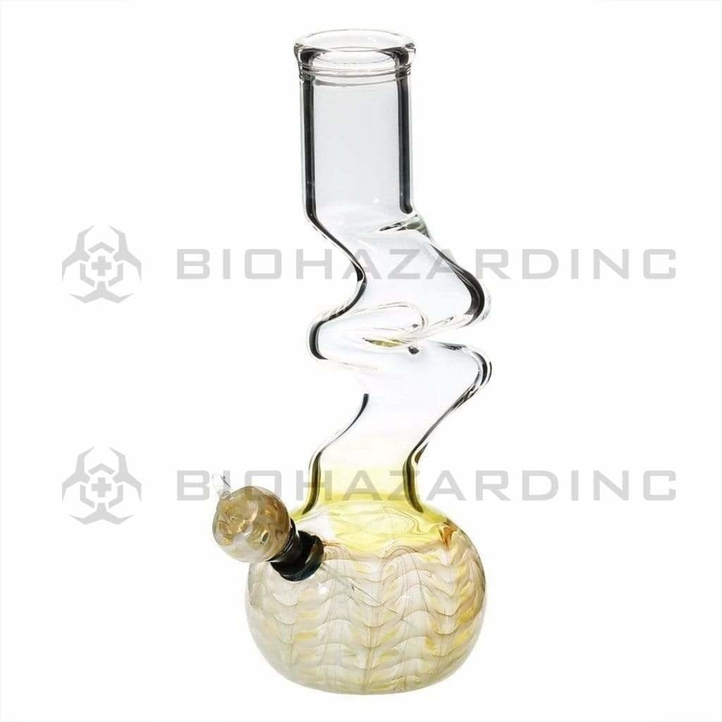 Biohazard Inc Glass Bong 10" 44mm Two Elbow Water Pipe w/ Slide - White Rake