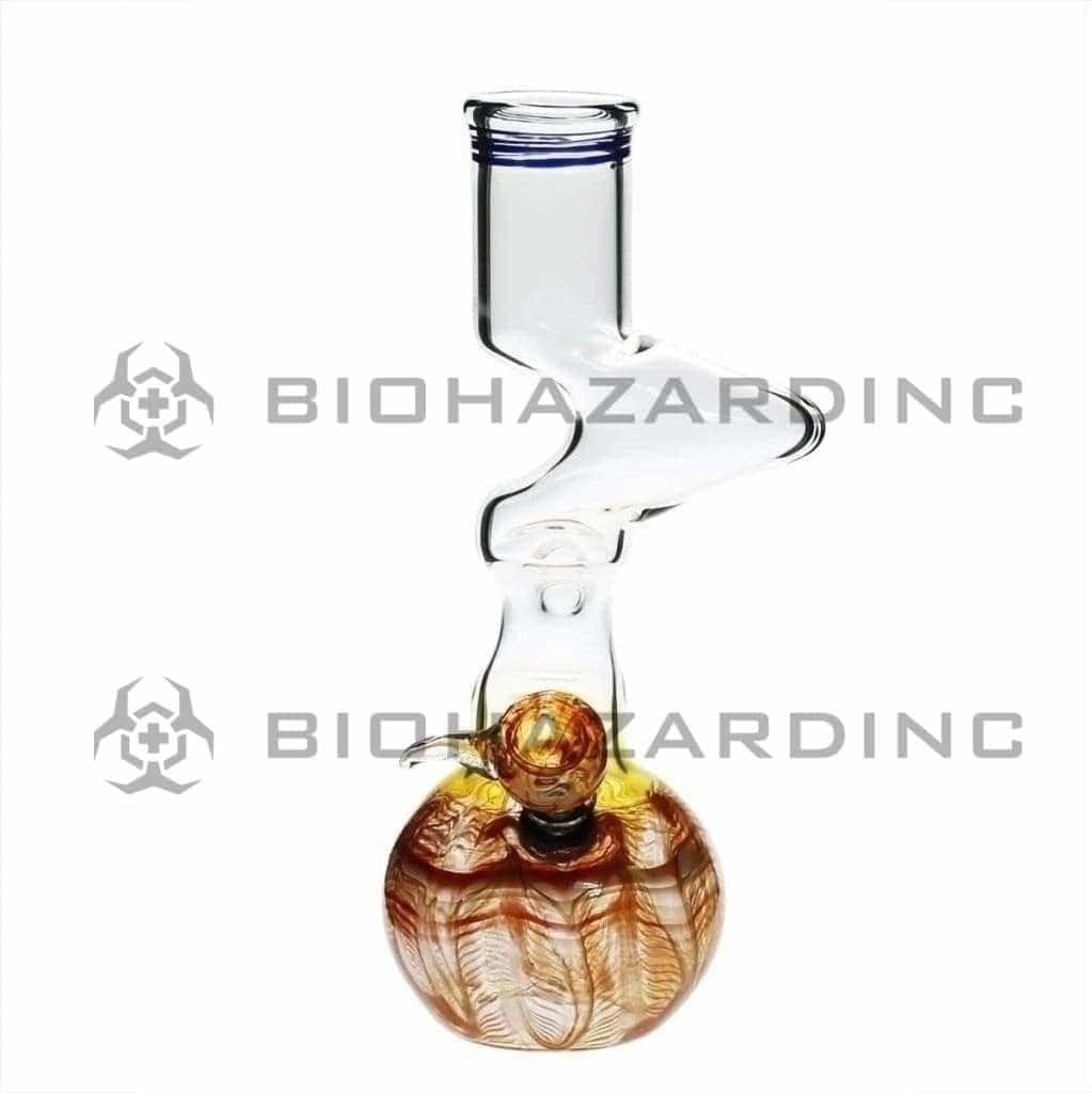 Biohazard Inc Glass Bong 10" Orange Wrap & Rake Two Elbow Waterpipe w/ Slider Bowl - 44mm x 4mm