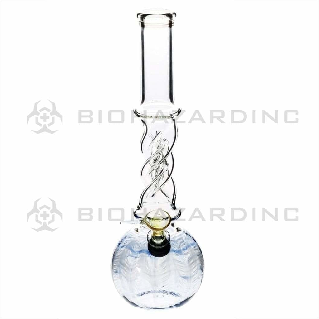 Biohazard Inc Glass Bong 10" Twist Water Pipe w/ Slide - Blue Rake
