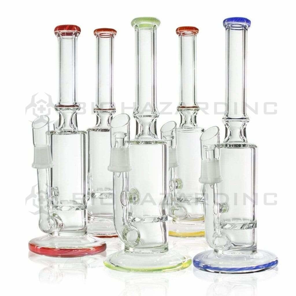 Biohazard Inc Glass Dab Rig 10" Waterpipe w/ Hurricane Perc & Colored Trim 19mm