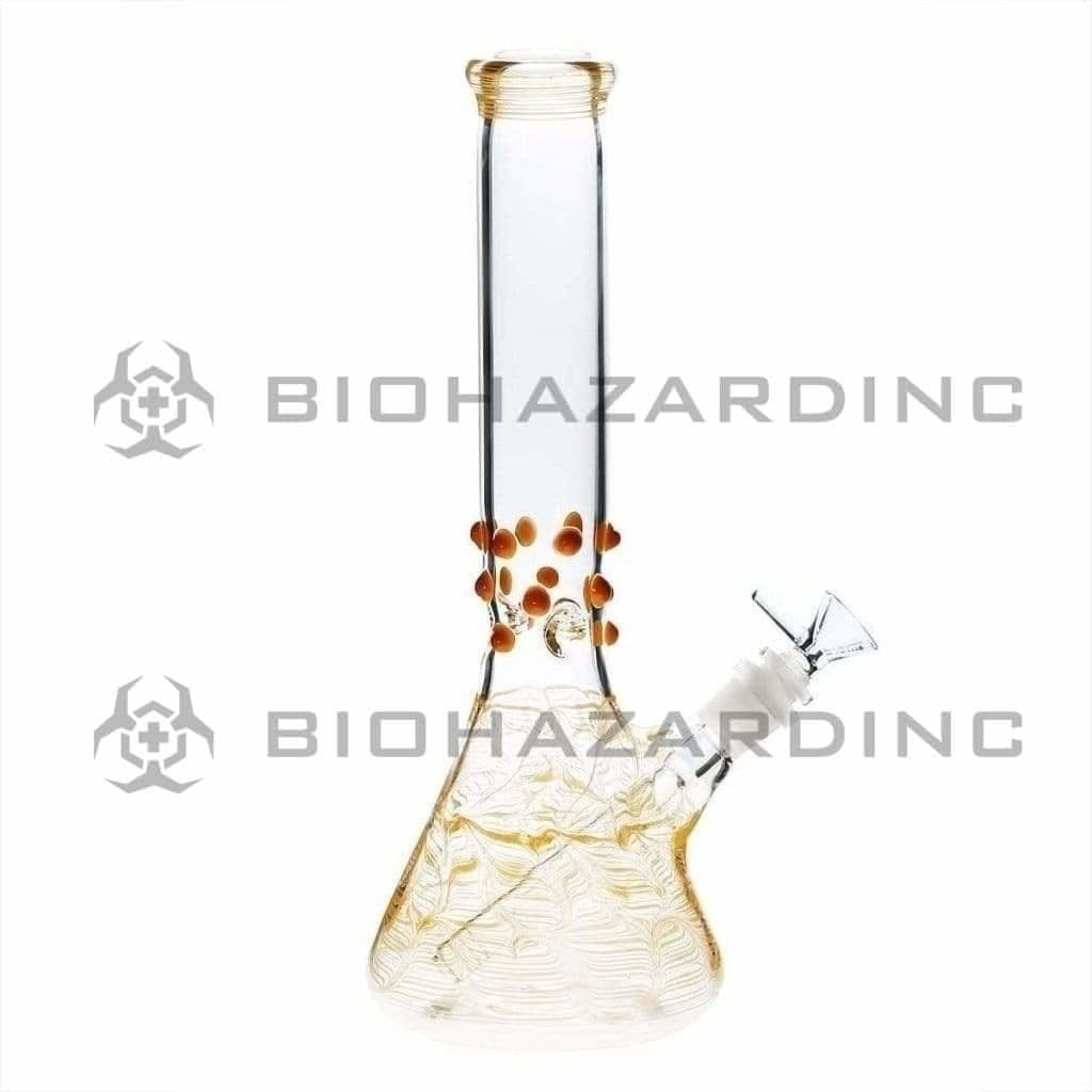 Biohazard Inc Glass Bong 12" Beaker Water Pipe w/ Marbles - Yellow Rake
