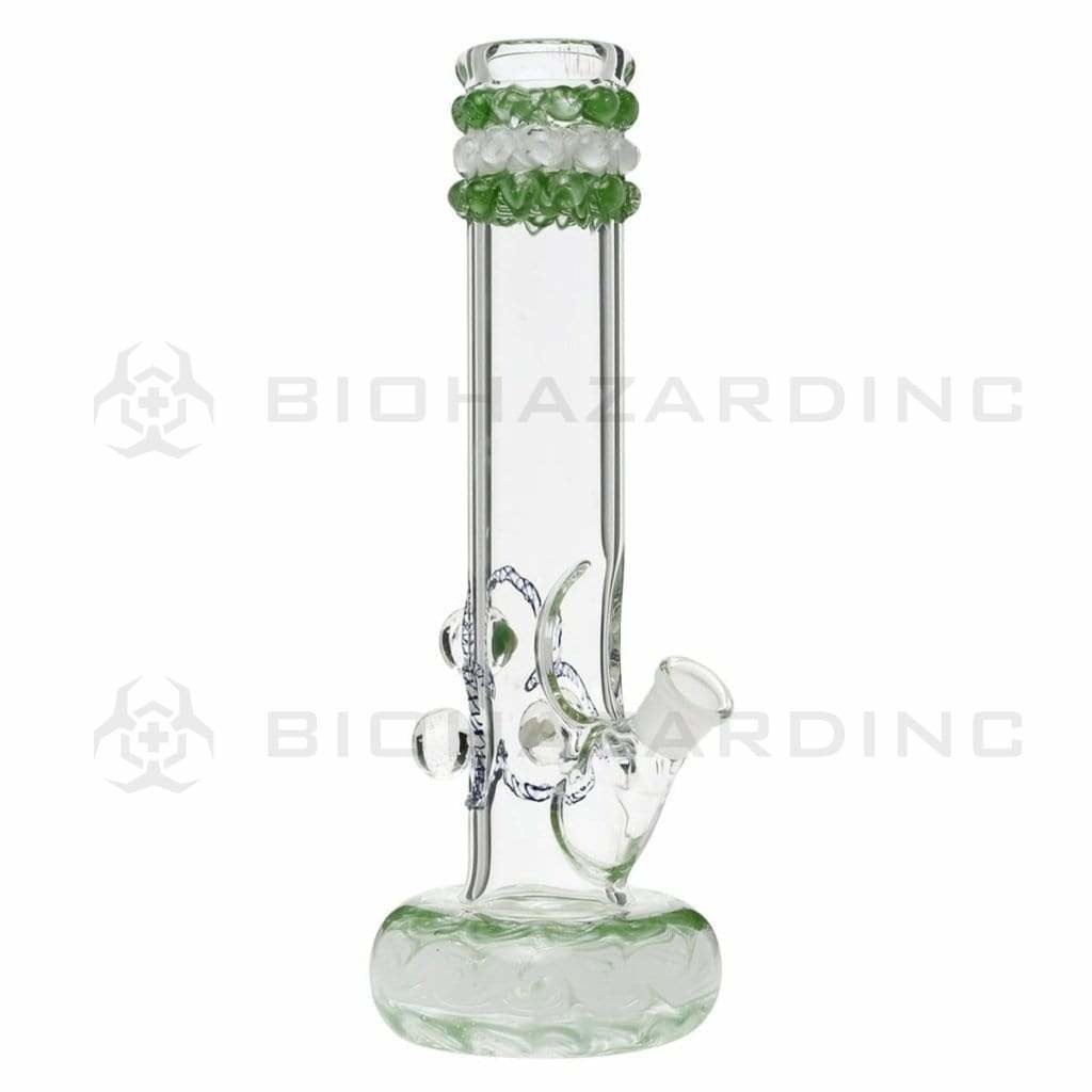 Biohazard Inc Glass Bong 12" Green Rake Hollowfoot w/ Marbles