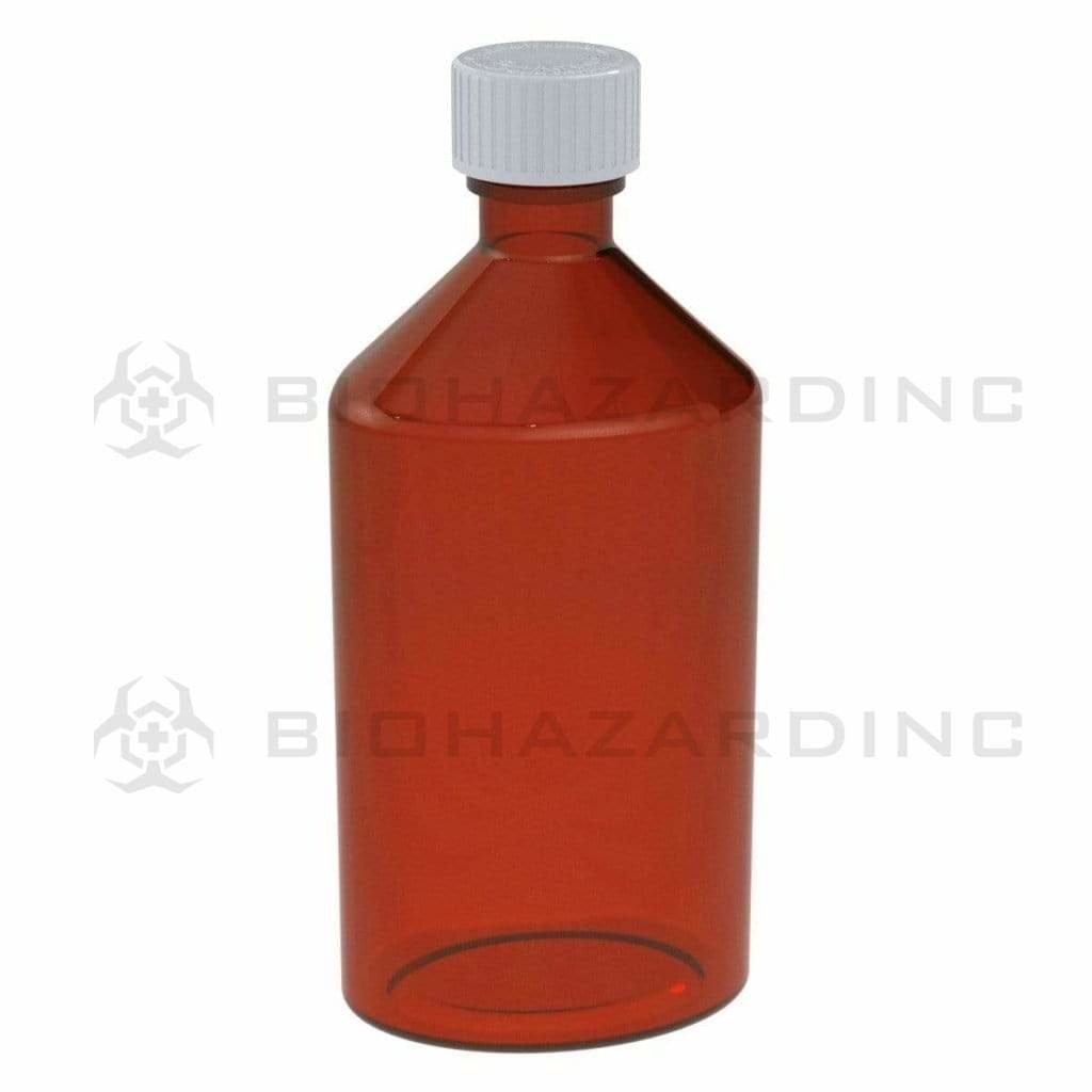 Biohazard Inc Oval Bottles 12 oz Amber Oval Bottles - 50 Count