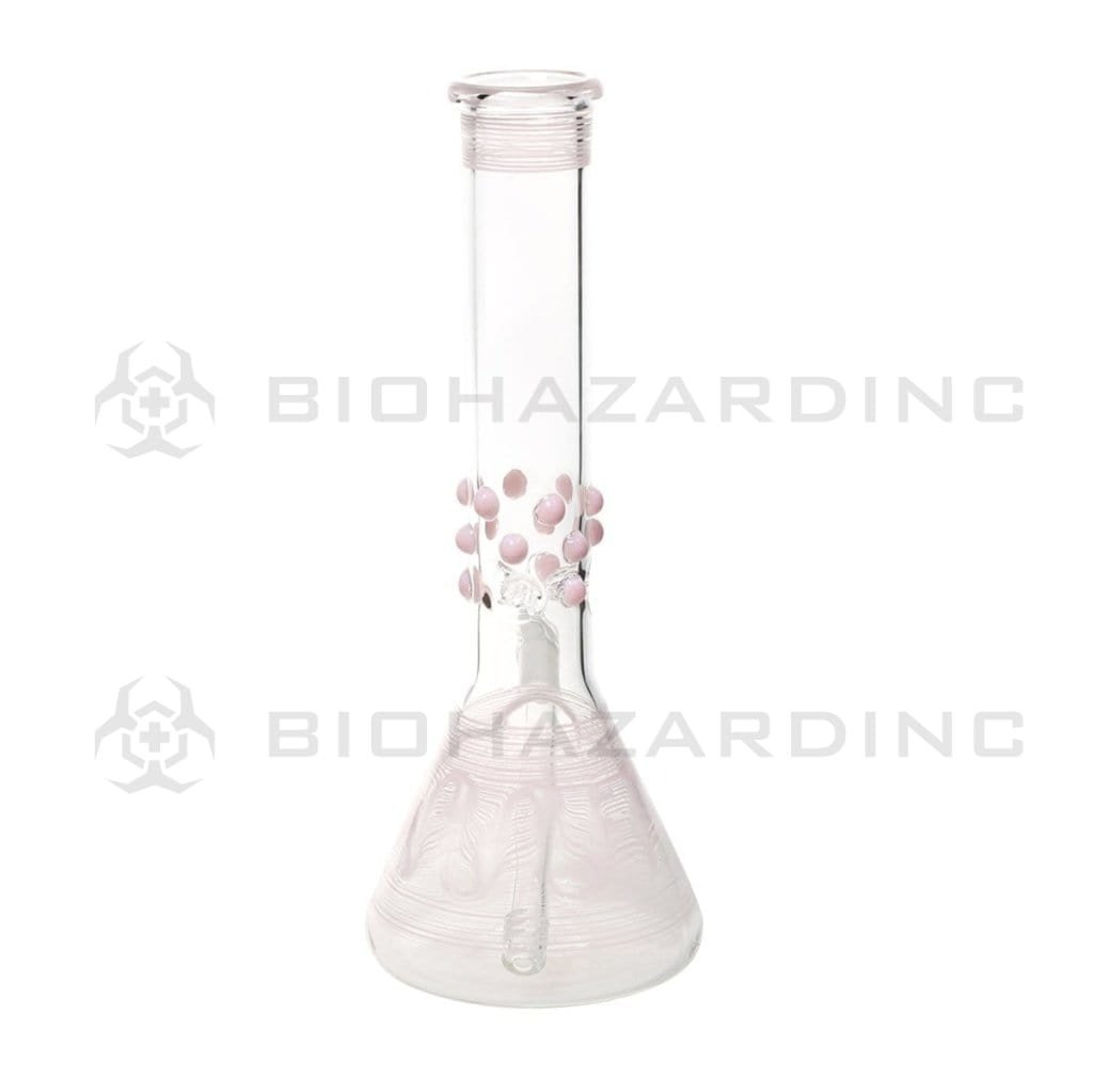 Biohazard Inc Glass Bong 12" Pink Wrap & Rake with Marbles Beaker Waterpipe