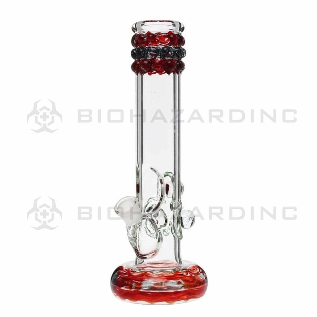 Biohazard Inc Glass Bong 12" Red Rake Hollowfoot w/ Marbles