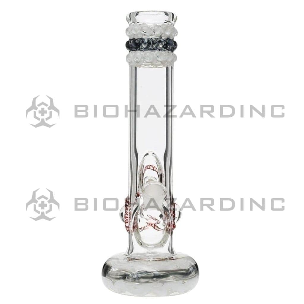 Biohazard Inc Glass Bong 12" White Rake Hollowfoot w/ Marbles