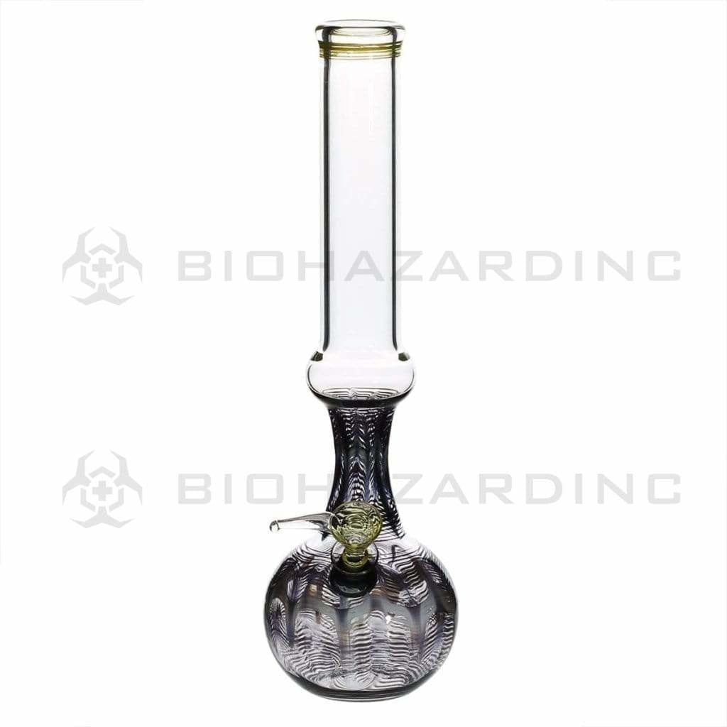 Biohazard Inc Glass Bong 13" 38mm Ring Water Pipe w/ Slide - Black Rake