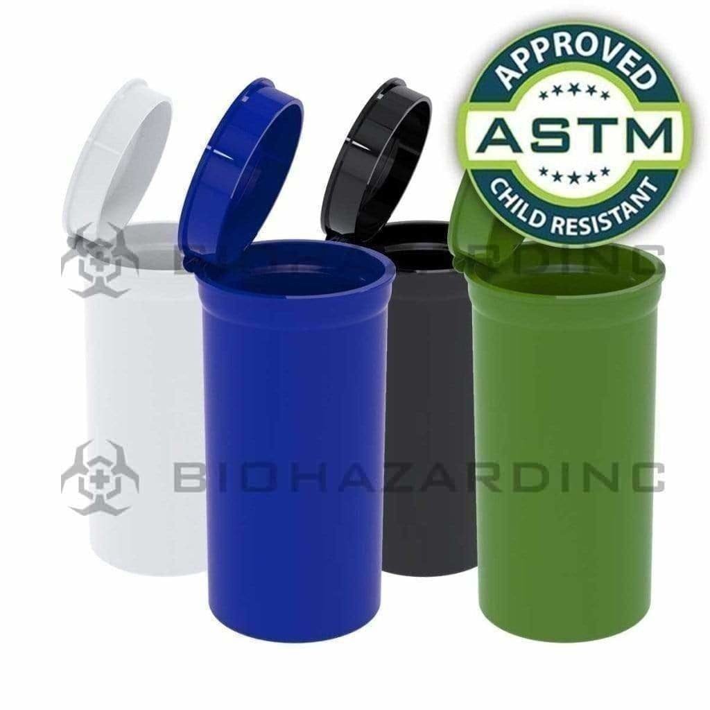 Biohazard Inc Child Resistant Pop Top Bottle 13 Dram - CR Pop Top 315 Count - Opaque Mix