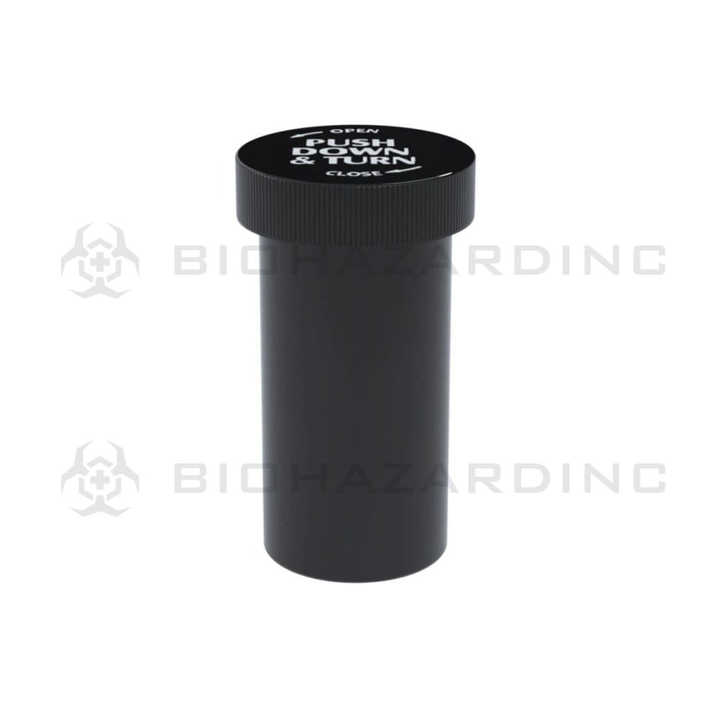 Biohazard Inc Push & Turn Vial 13 Dram - Push & Turn CR Cap Vial Black - 310 Count