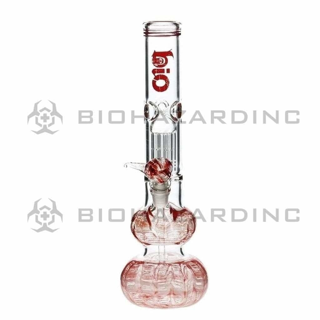 Bio Glass Glass Bong 14" BIO Double Bubble Water Pipe - Red Rake