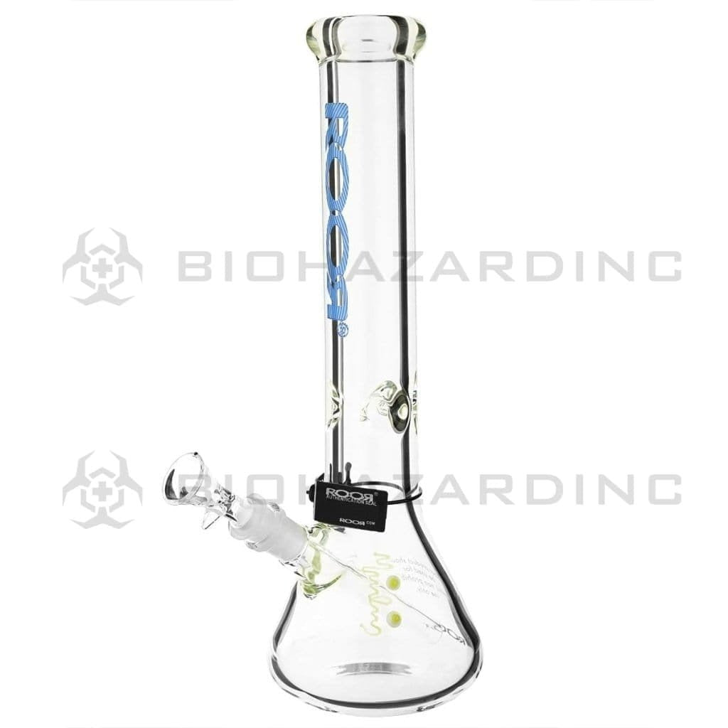 Roor Glass Bong 14" ROOR 50mm x 9mm Beaker Waterpipe - Too Blue Logo