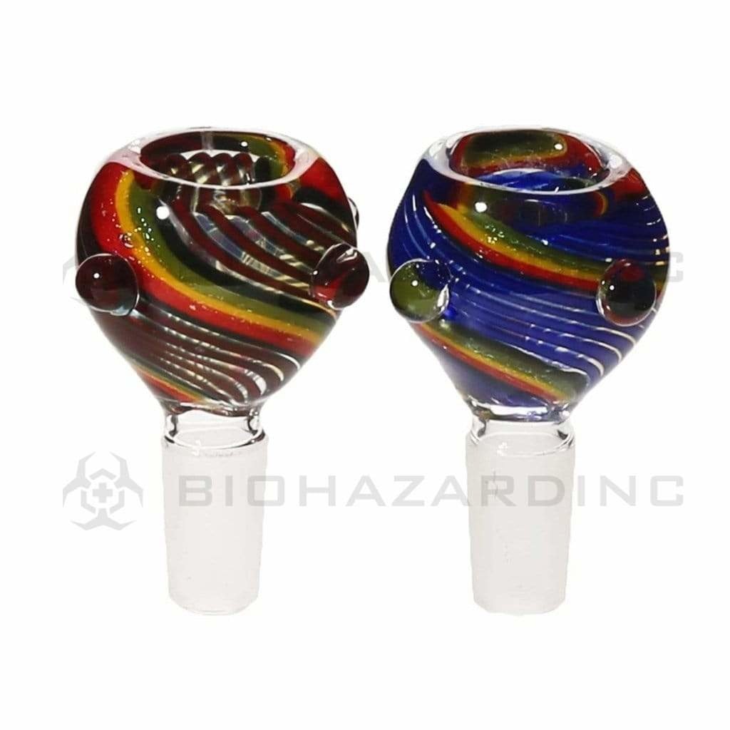 Biohazard Inc 14mm Bowl 14mm Full Color Rasta Swirl Stripe Bowl - Assorted Colors