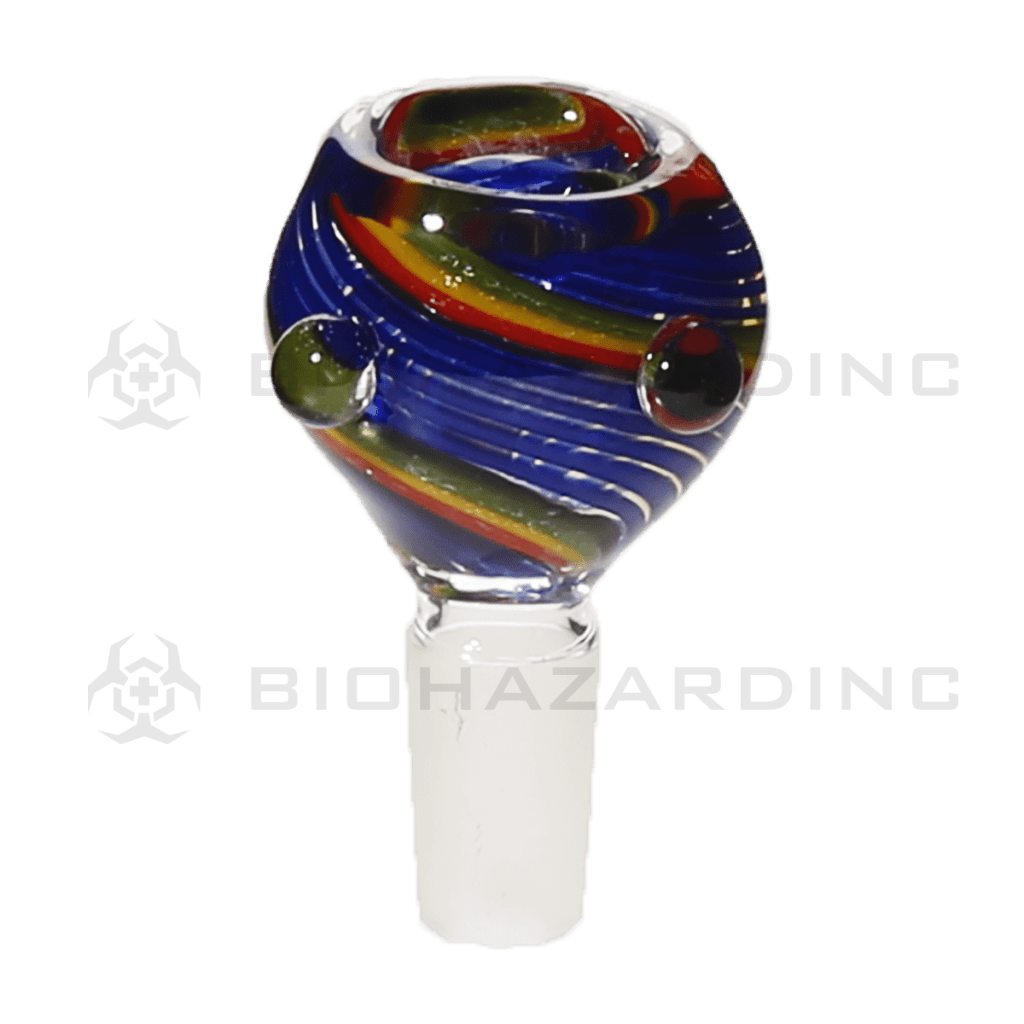 Biohazard Inc 14mm Bowl 14mm Full Color Rasta Swirl Stripe Bowl - Assorted Colors