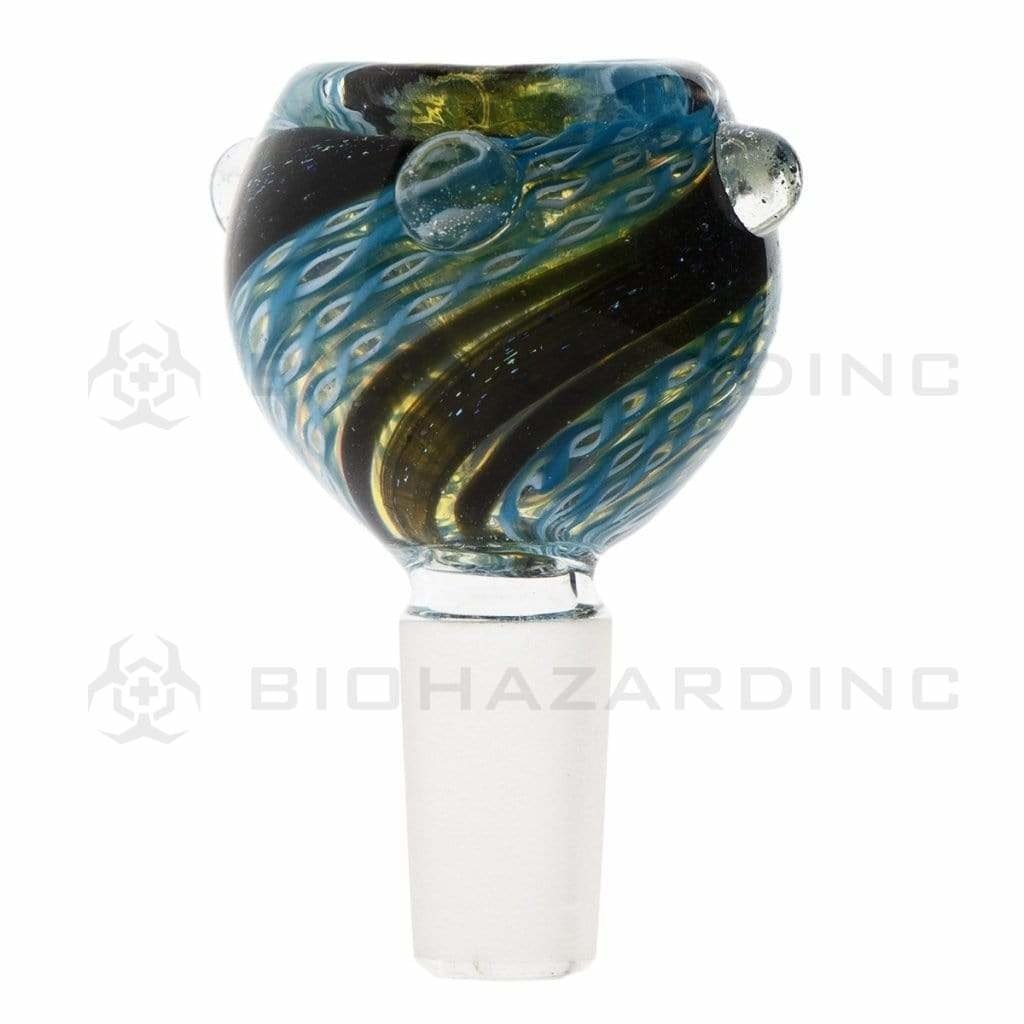 Biohazard Inc 14mm Bowl 14mm Striped Dichroic Glass Bowl - 5 Pack