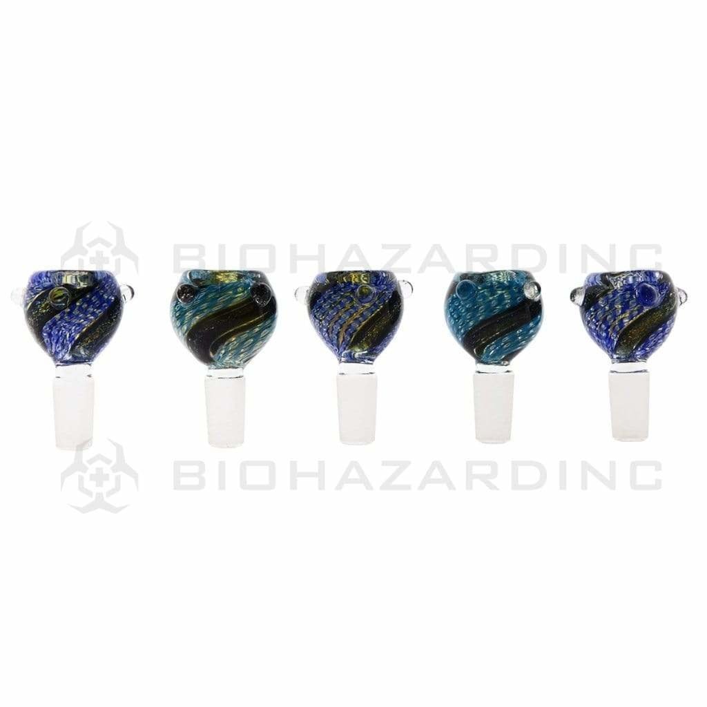 Biohazard Inc 14mm Bowl 14mm Striped Dichroic Glass Bowl - 5 Pack