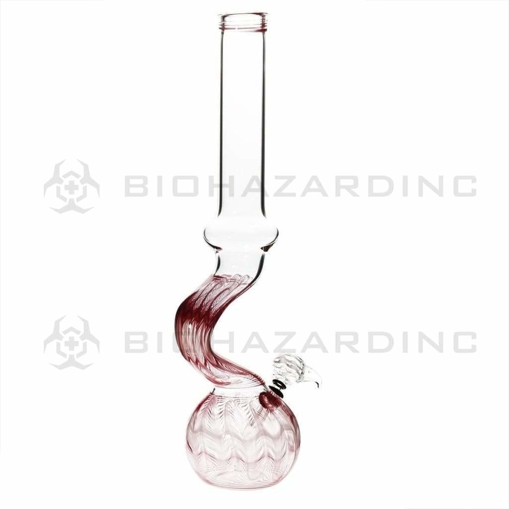 Biohazard Inc Glass Bong 16" Bend Water Pipe w/ Slide - Red Rake