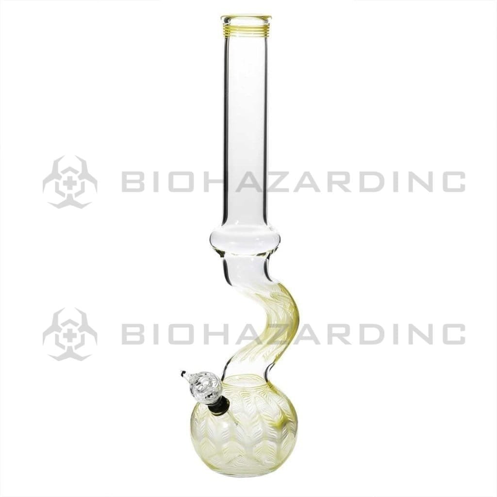 Biohazard Inc Glass Bong 16" Bend Water Pipe w/ Slide - Yellow Rake