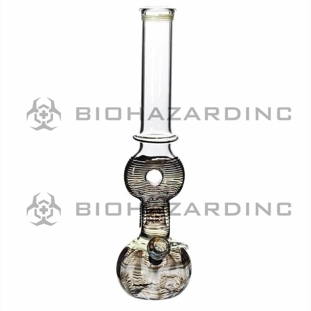 Biohazard Inc Glass Bong 16" Double Donut Water Pipe w/ Slide - Black Rake