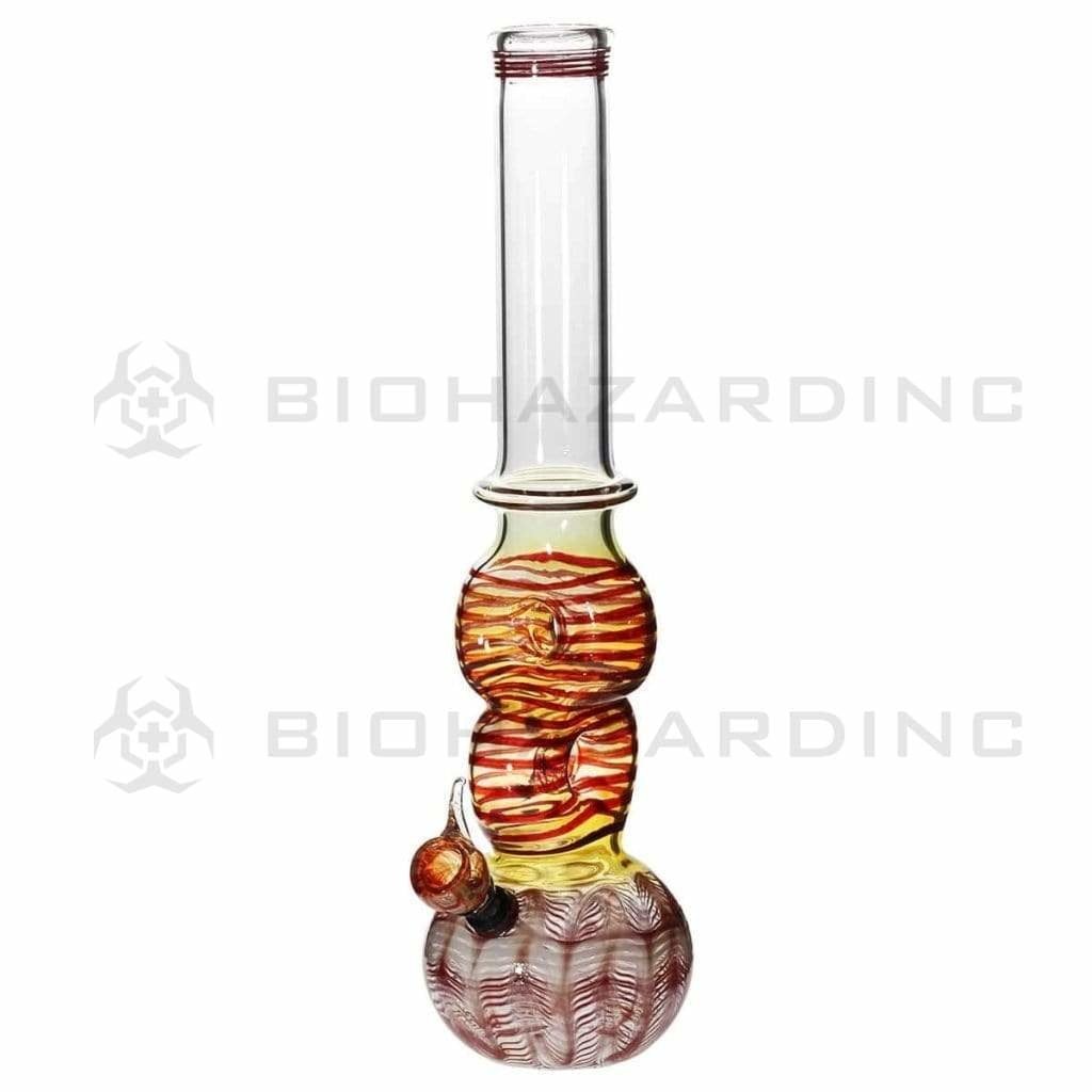 Biohazard Inc Glass Bong 16" Double Donut Water Pipe w/ Slide - Red Rake