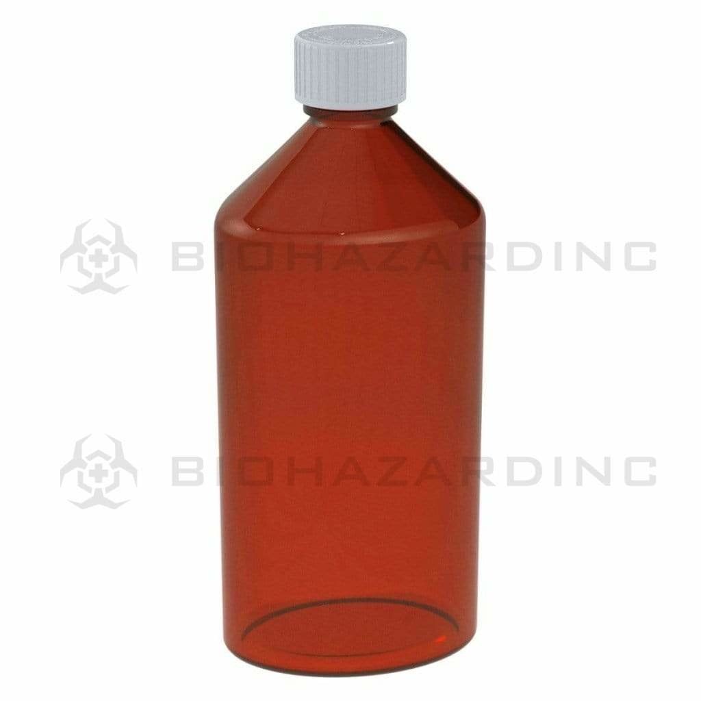 Biohazard Inc Oval Bottles 16 oz Amber Oval Bottles - 40 Count