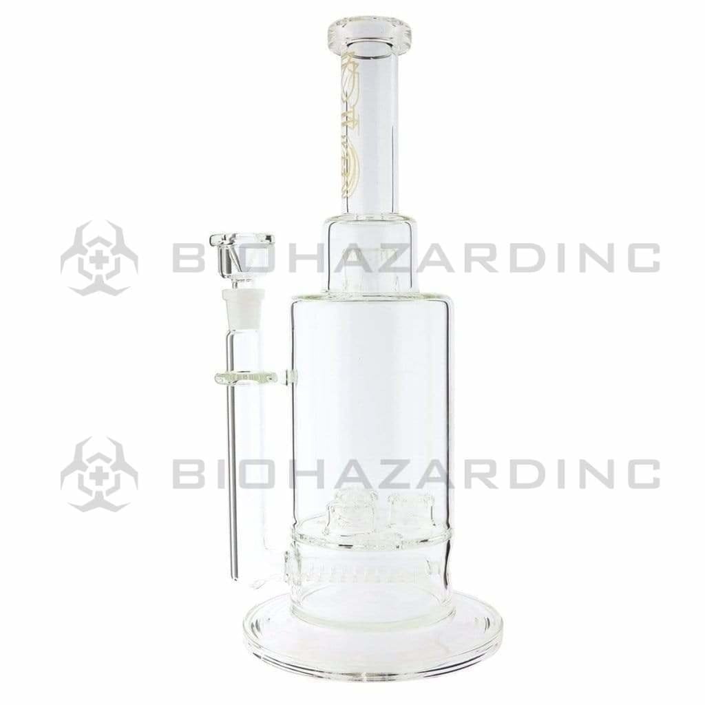Biohazard Inc Glass Bong 16" Single Inline / Triple Updome Stemless Water Pipe Gold