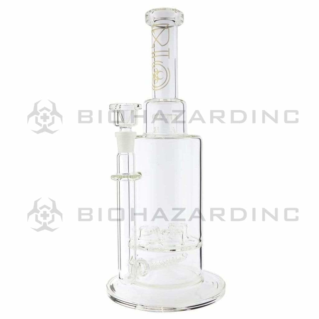 Biohazard Inc Glass Bong 16" Single Inline / Triple Updome Stemless Water Pipe Gold