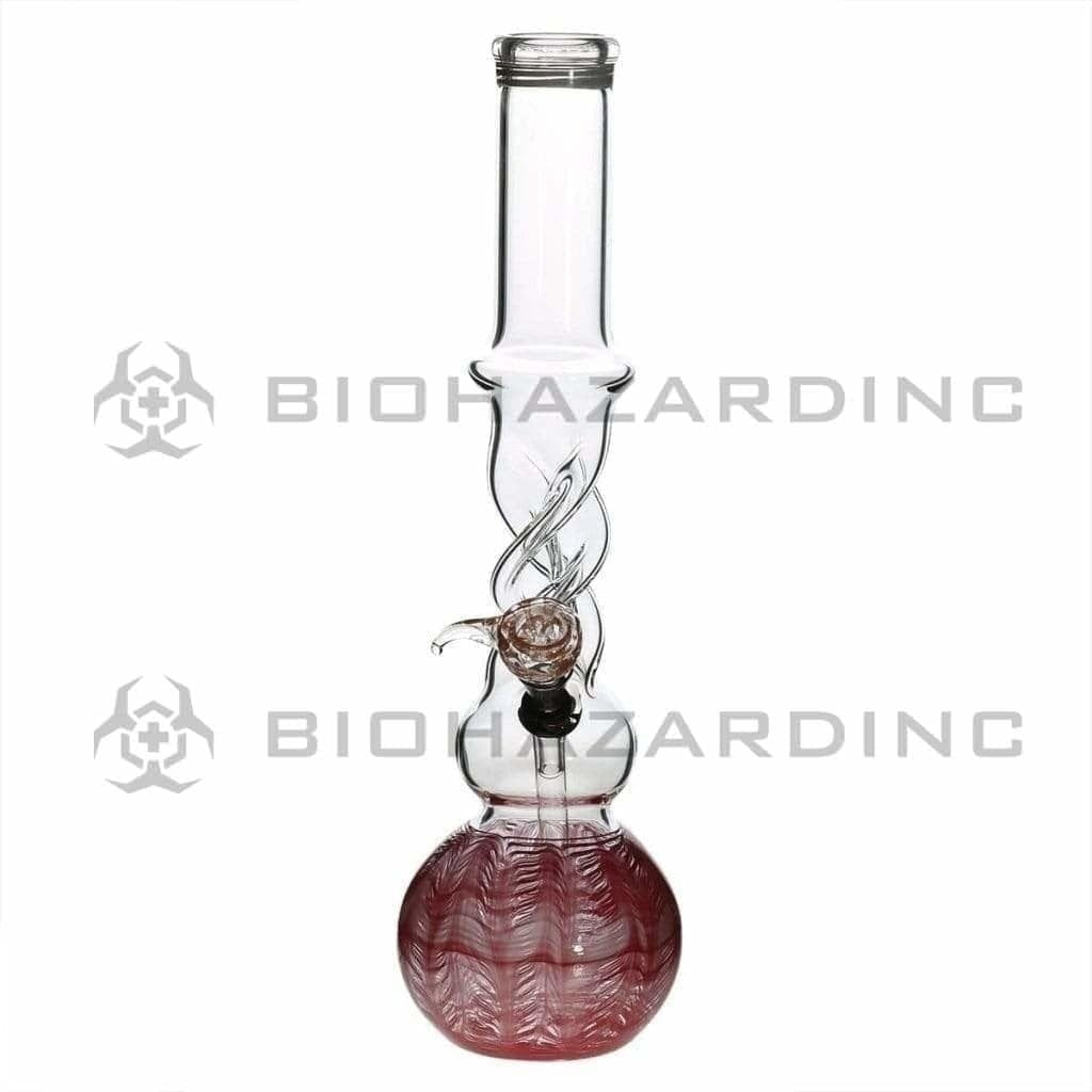 Biohazard Inc Glass Bong 16" Twist Water Pipe w/ Slide - Red Rake