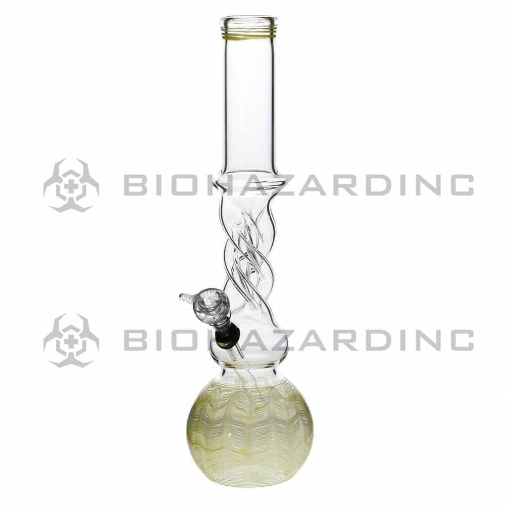 Biohazard Inc Glass Bong 16" Twist Water Pipe w/ Slide - Yellow Rake