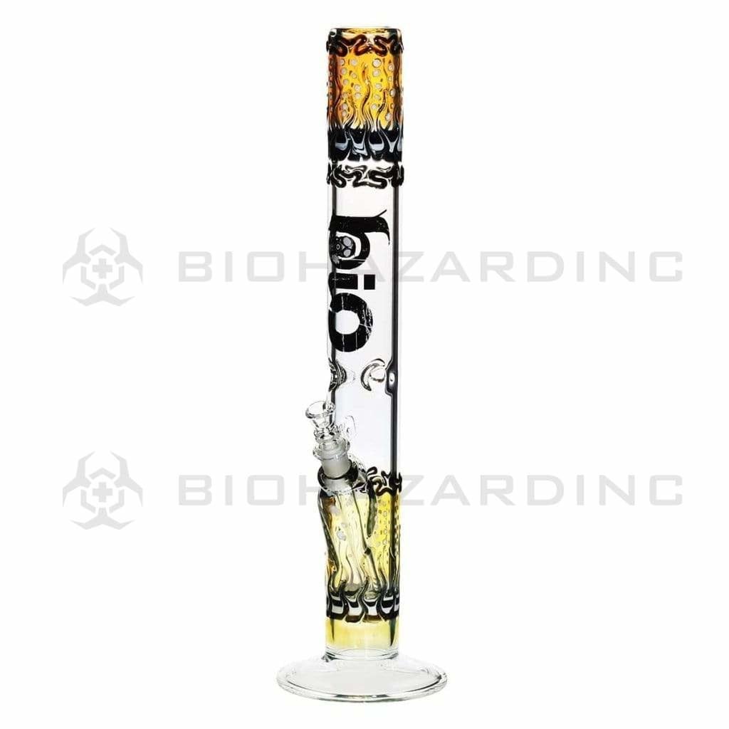 Bio Glass Glass Bong 17" BIO Straight Water Pipe Raked Colors - Black Logo and BIO Stamp